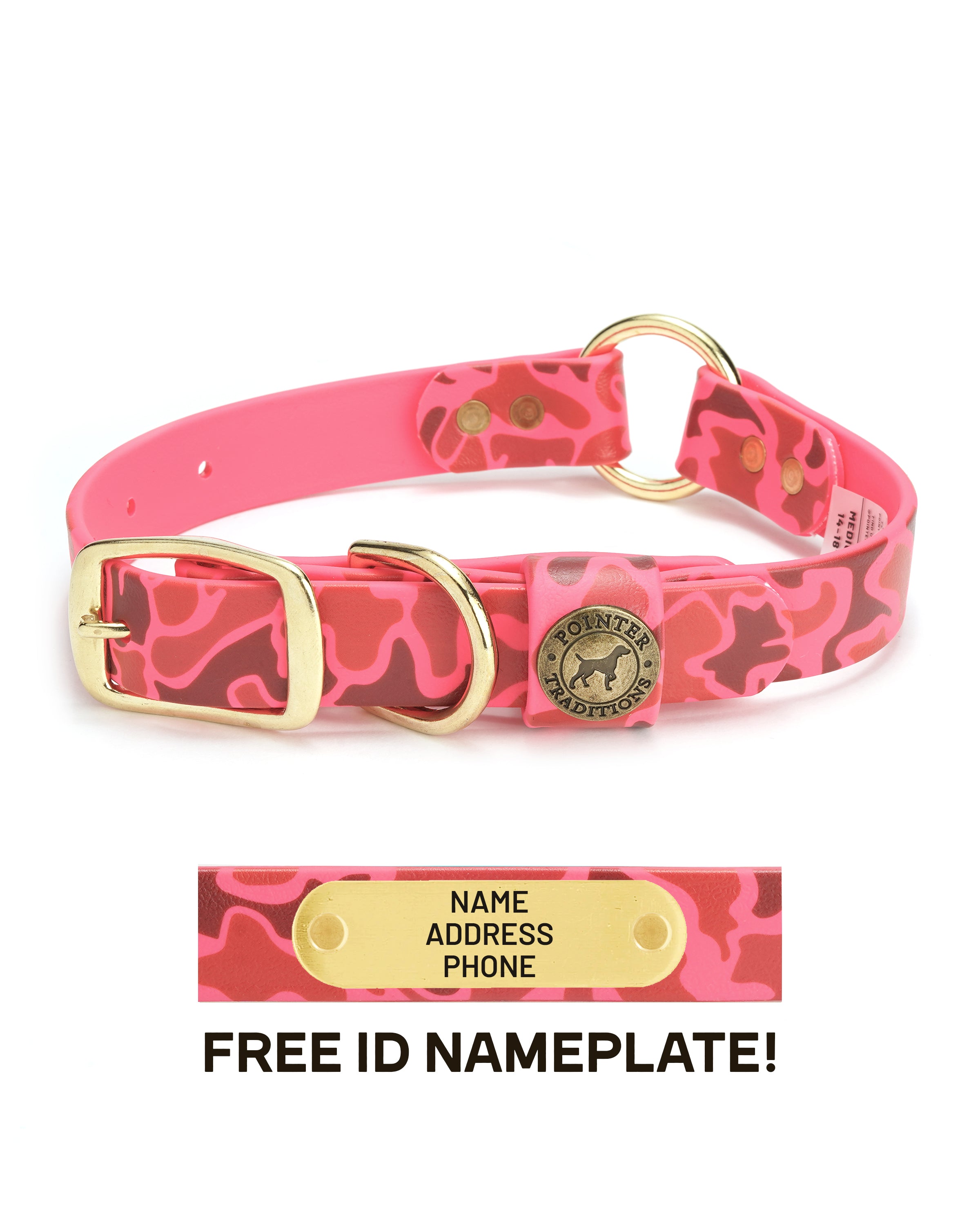 Hunting Dog Center Ring Collar - Blaze Pink Vintage Camo